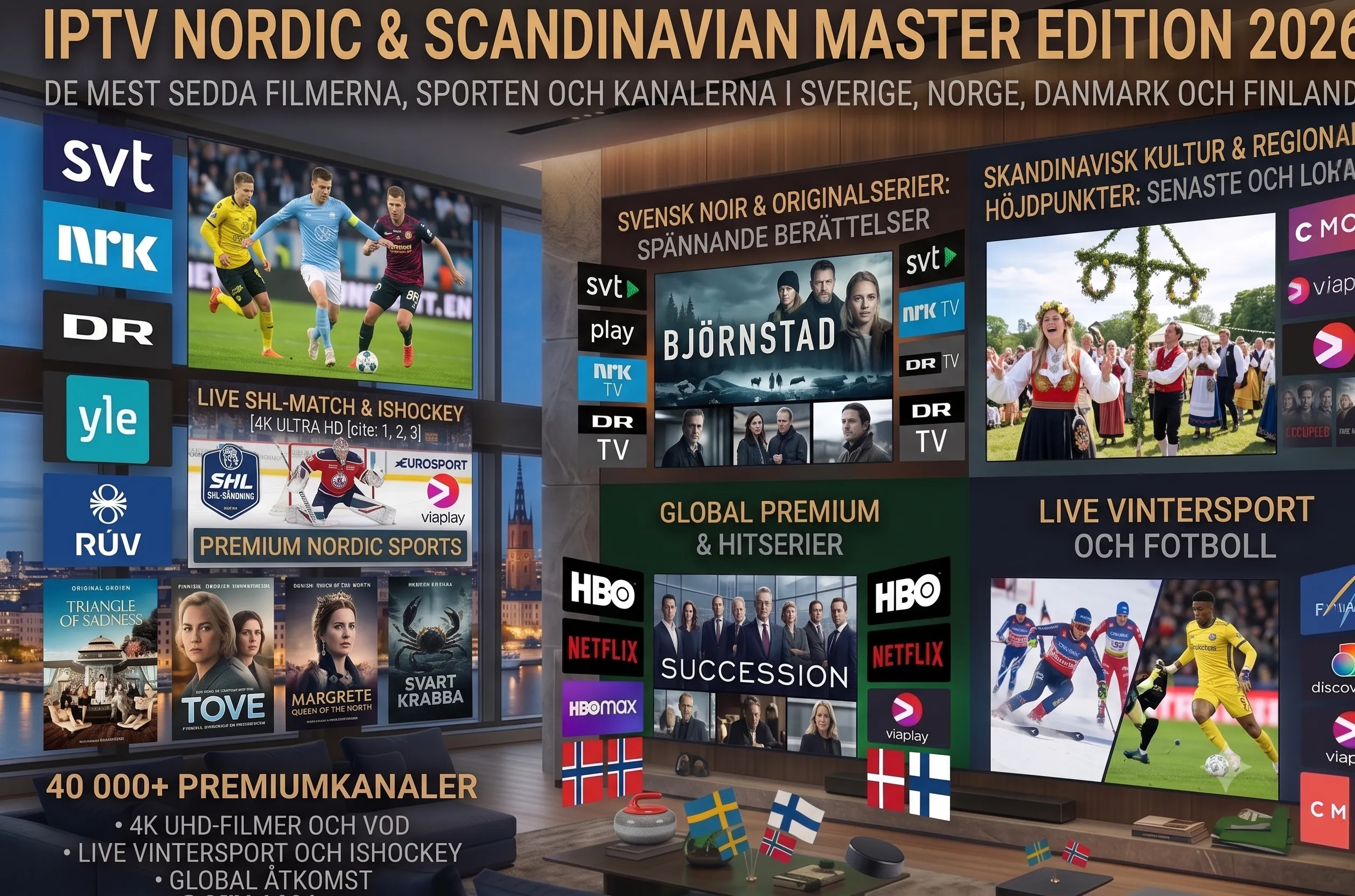 Bästa IPTV Sverige för fotboll SHL och svenska kanaler i 4K