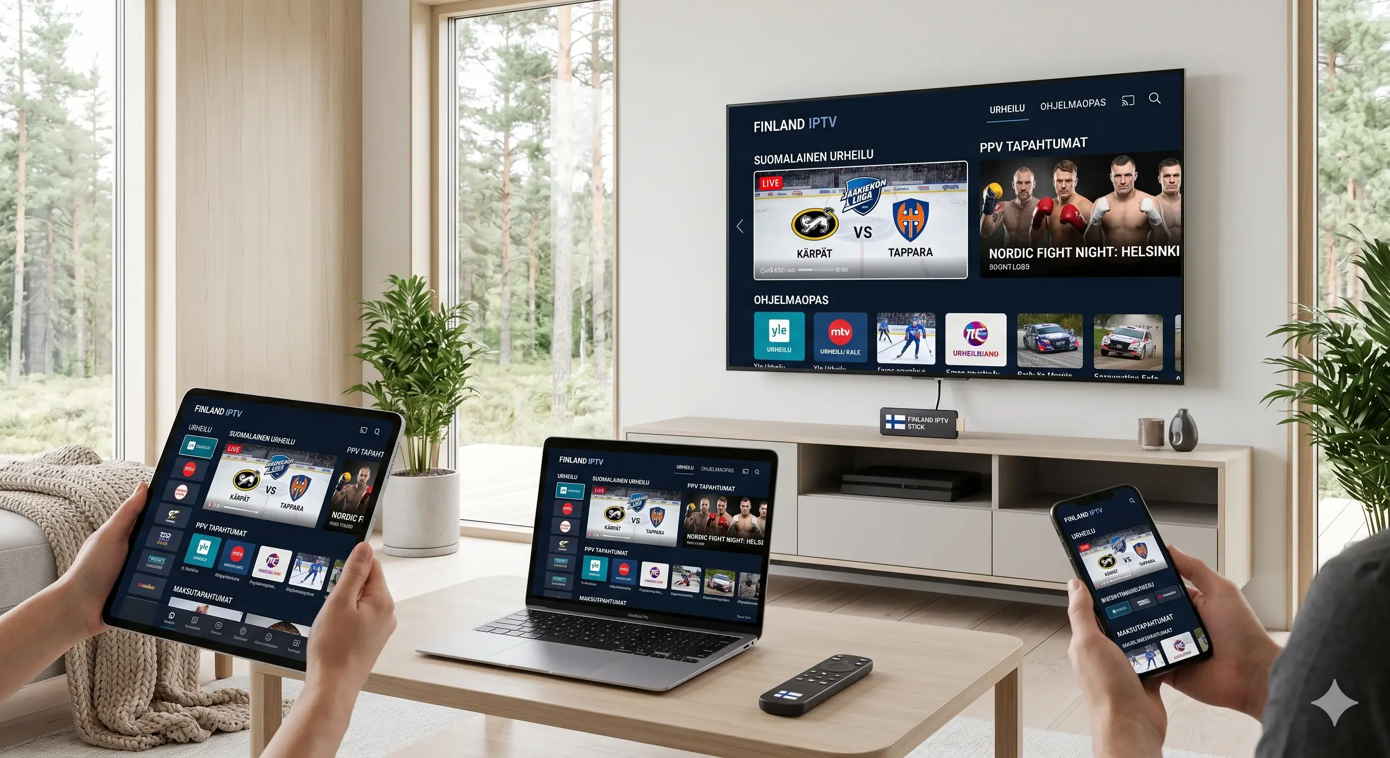 Finsk IPTV laitteet Fire TV Stick Android iOS Apple TV MAG Box PC Mac Smart TV