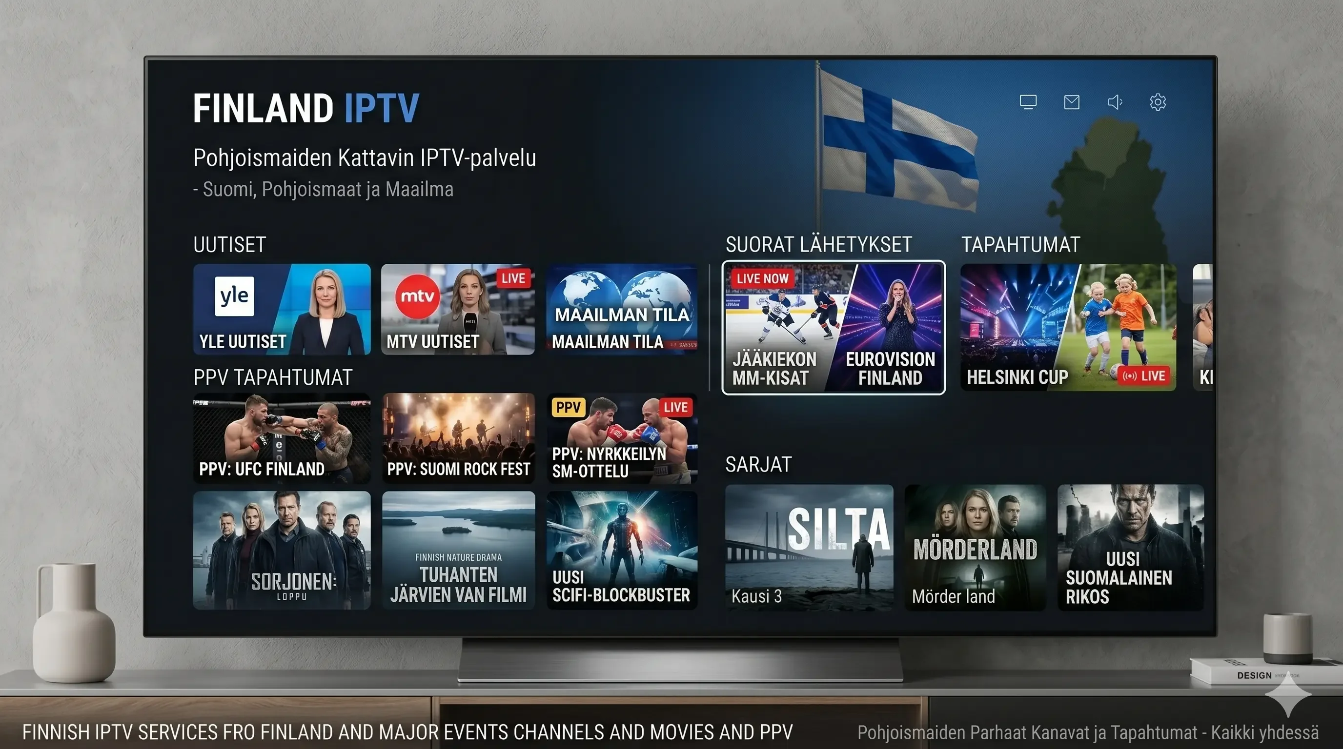 Suomalaiset IPTV kanavat 2026 Yle TV1 TV2 MTV3 Nelonen Sub Finsk IPTV Suomi
